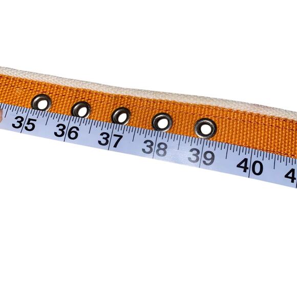 Men’s Cole Haan Size 36 Canvas Belt with Leather Accent and Solid Brass Hardware - Picture 12 of 15